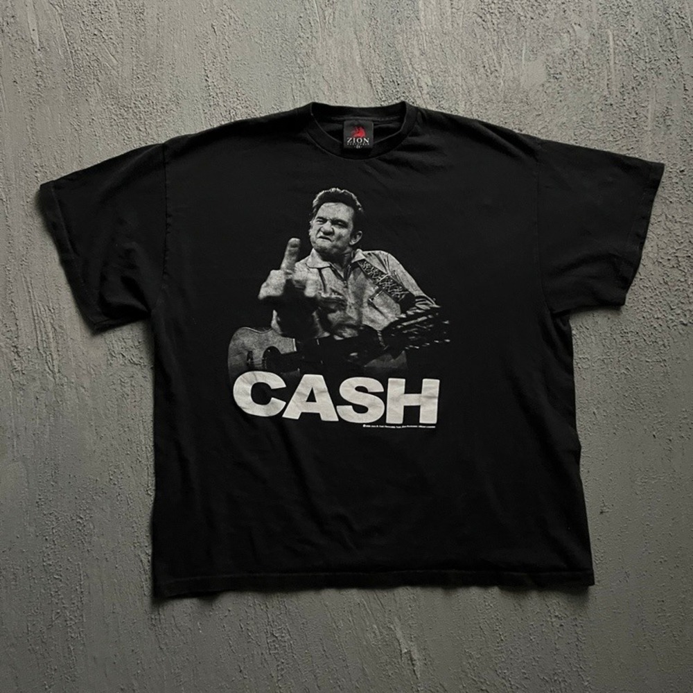 Vintage Johnny Cash Shirt 2XL Black 2000s Y2K Zion